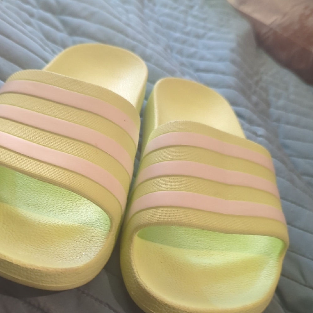 adidas Yellow and Pink Women's Slippers